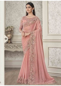 Peach Georgette Saree